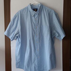 ARROW Blue Plaid Short Sleeved Button Down Shirt Size XL